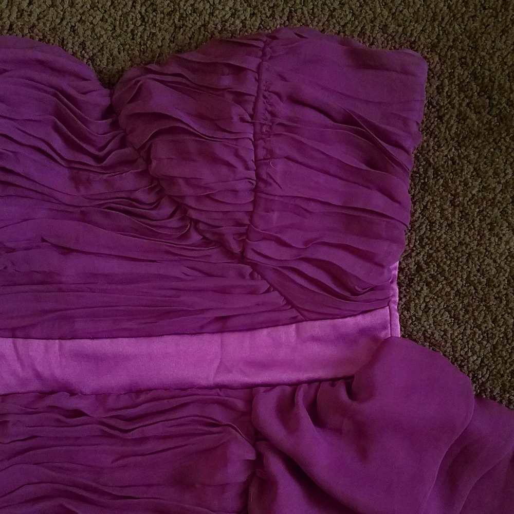 Medium Strapless Purple Ruched Dress with Ruffles